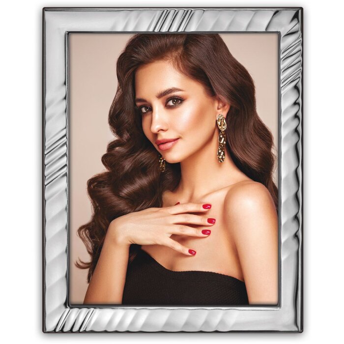 Cadre photo portrait ZEP Peschici 10x15 cm argent brillant avec support mural