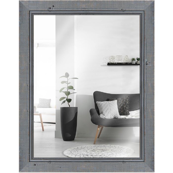 Miroir mural Shabby-Chic 70x90 cm gris imitation bois flotté