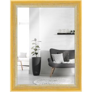 Miroir mural Shabby-Chic jaune 70x90 cm - MendeFrames