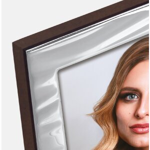 Cadre photo portrait Grosseto argenté, dos bois...