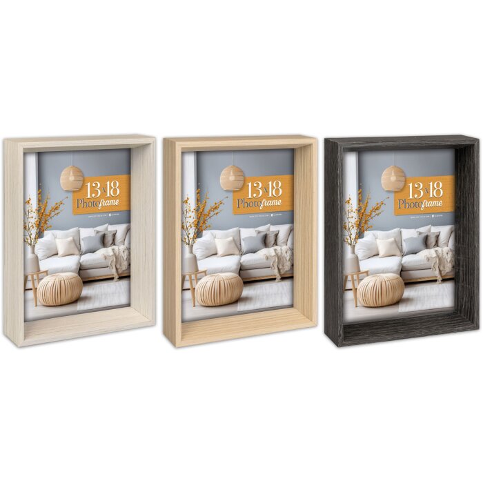 Cadre photo en bois ZEP Berlin – 3 couleurs, 4 formats, avec support de pose