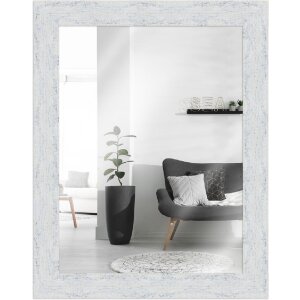Miroir mural vintage blanc 40x60 cm, cadre bois pin massif