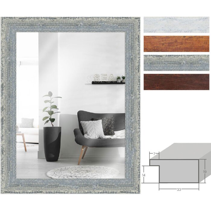 Miroir mural vintage MendeFrames en bois massif - finitions & tailles variées