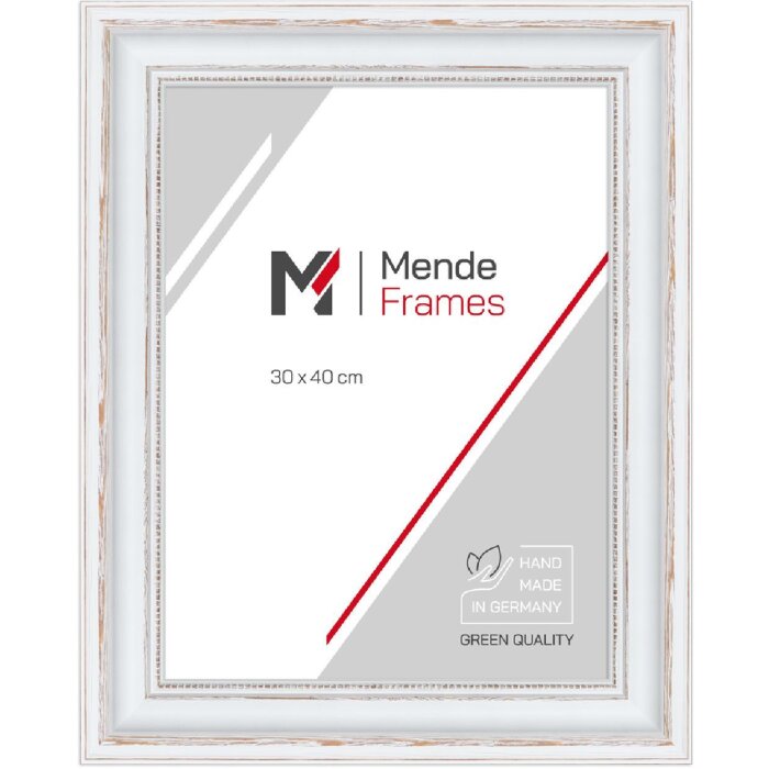 Cadre photo MendeFrames H550 Antik blanc 28x35 cm verre artificiel