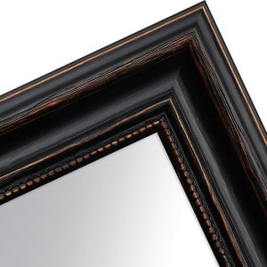Miroir mural carré 60x60 cm, cadre baroque antique en bois massif noir