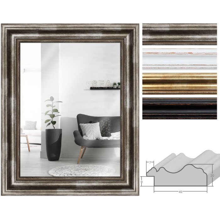 Miroir mural H550 Antique en bois massif - Style baroque