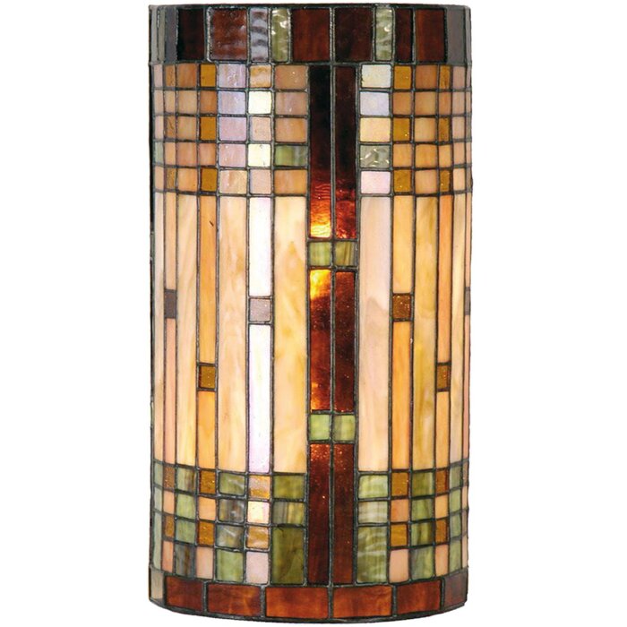 LumiLamp 5LL-9112 Applique Tiffany 20x11x36 cm Beige Marron Verre Demi-Cercle