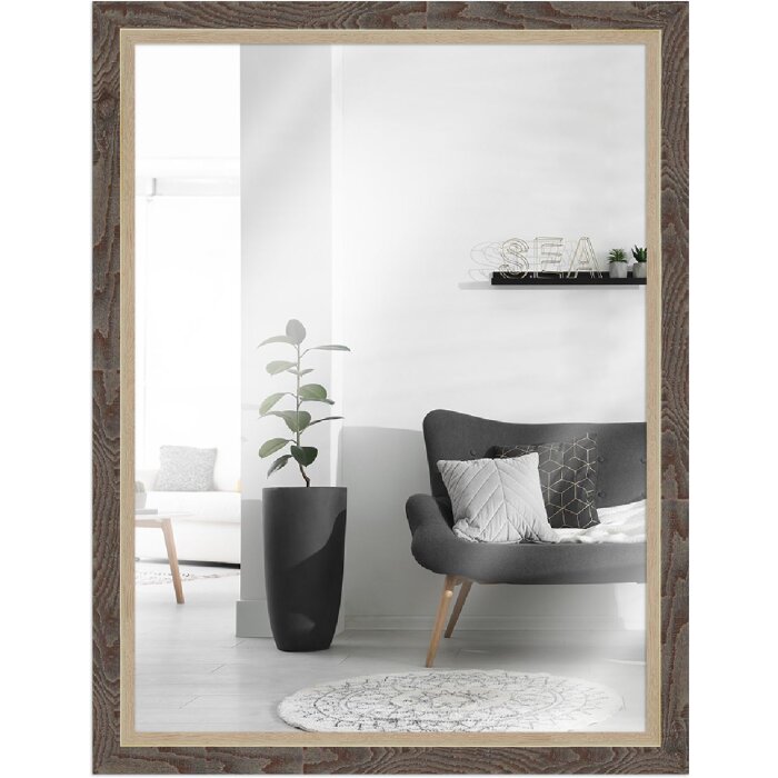 Miroir mural H490 Moderne noyer 50x50 cm