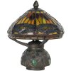 LumiLamp 5LL-9295 Lampe de table Tiffany Ø 22x21 cm Marron Rouge Verre Libellule