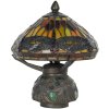 LumiLamp 5LL-9295 Lampe de table Tiffany Ø 22x21 cm Marron Rouge Verre Libellule