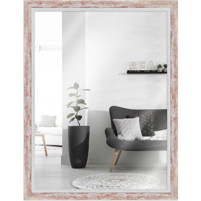 Miroir mural moderne MendeFrames 10x30 cm rouge bois
