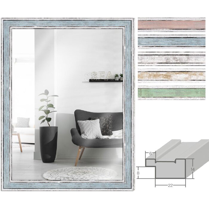 Miroir mural vintage MendeFrames – teintes pastel, bois Ayous