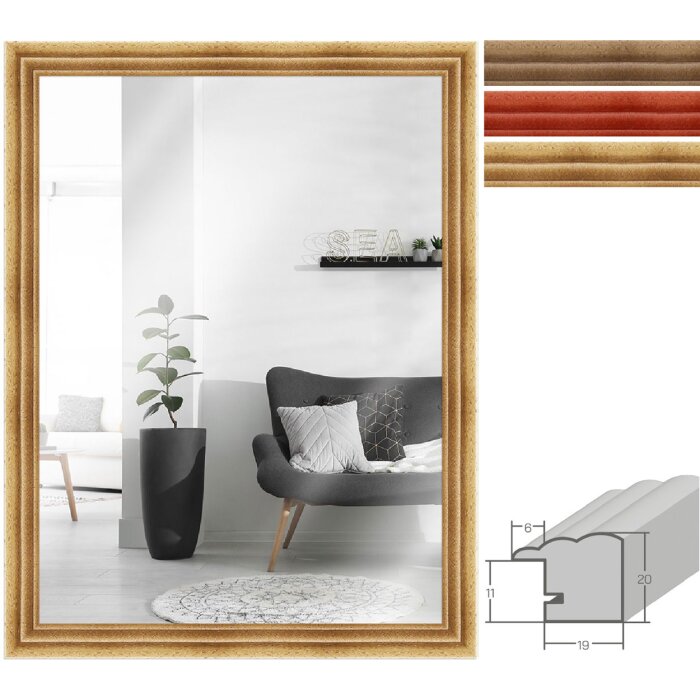 Miroir mural H410 style chalet en bois massif