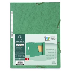 Chemise à 3 rabats avec élastique Carton de Manille 400g-m2 - A4 Vert