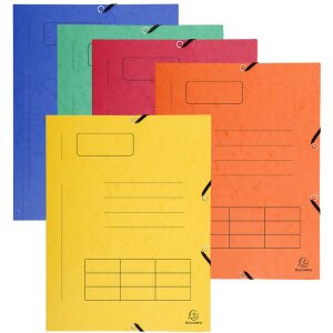 Chemise avec élastique, 3 rabats et impression dorganisation en carton Manila 355g, pour format A4 Couleurs assorties