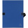 Documents à dos plié extensible, carton contrecollé avec couverture en tissu teinté, avec fermeture à boucle et sangle en lin, pour format DIN A4 Bleu foncé