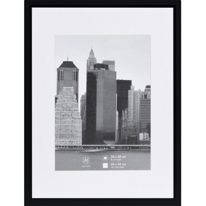 Cadre plastique Henzo METALLICA 30x40 cm noir avec passe-partout 20x28 cm