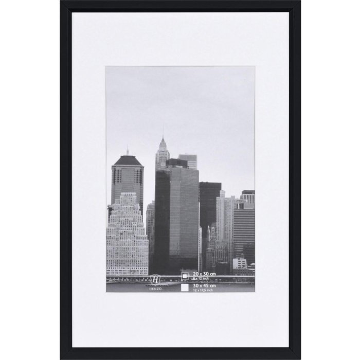Cadre plastique Henzo METALLICA 30x45 cm noir avec passe-partout 20x30 cm