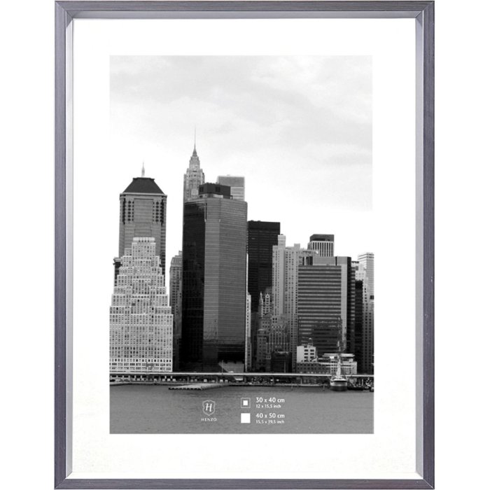 Cadre plastique Henzo METALLICA 40x50 cm gris foncé avec passe-partout 30x40 cm