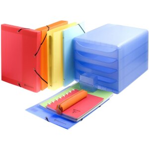 Classeur à anneaux en PP 1,2mm avec 4 anneaux 30mm, dos 40mm, Linicolor, pour format DIN A4 extra large couleurs assorties