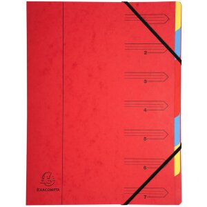 Dossier de classement en carton Manila 400g agrafé avec 7 compartiments et élastique, pour format A4 Couleurs assorties