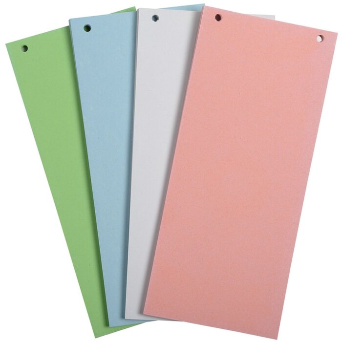 Paquet de 100 intercalaires perforés en carton recyclé 190g Forever, 105x142mm couleurs assorties