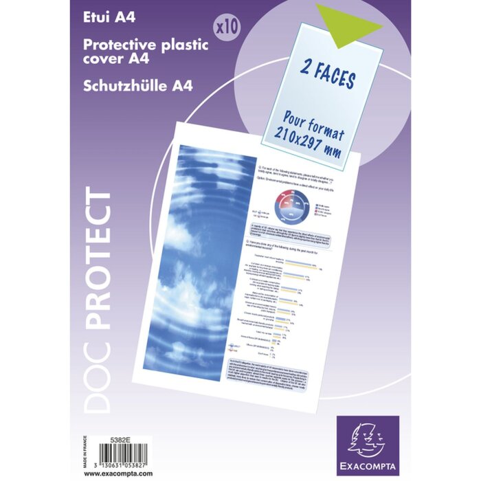 Paquet de 10 pochettes de protection simples en PVC lisse 150µ, pour format A4