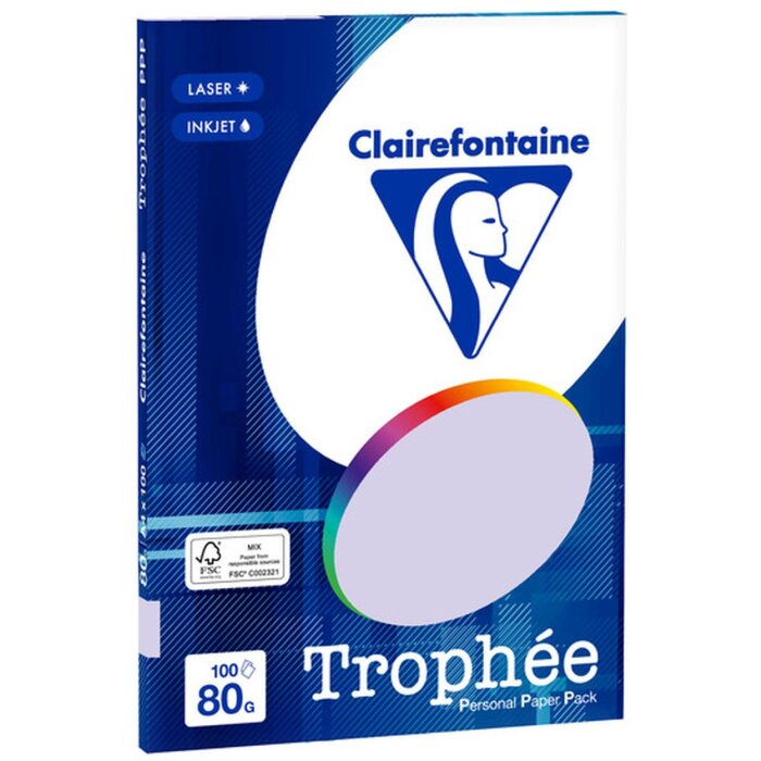 Pack 100 feuilles papier PPP, DIN A4 21x29,7cm, 80g - lilas