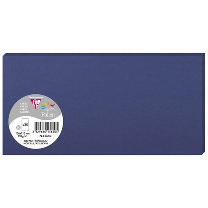 Pack 25 cartes Pollen, DL 106x213mm, 210g bleu royal