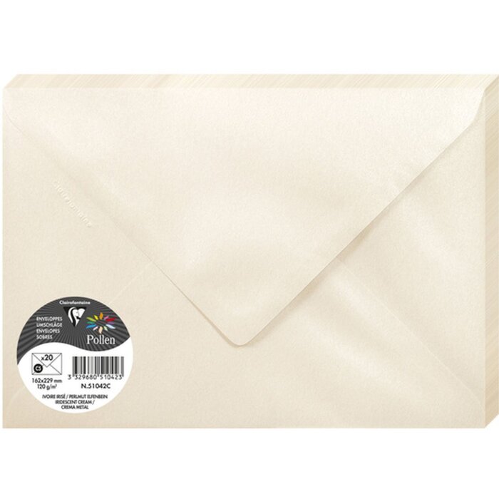 enveloppe C5 pollen 120g nacré ivoire 20 pcs paquet