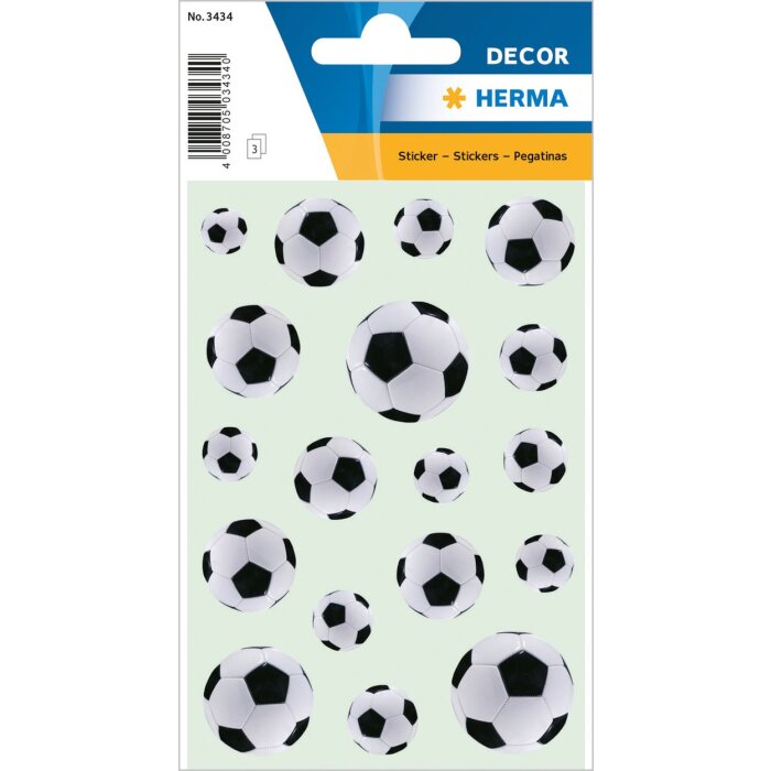 Autocollants HERMA ballons de foot noir-blanc Série DECOR