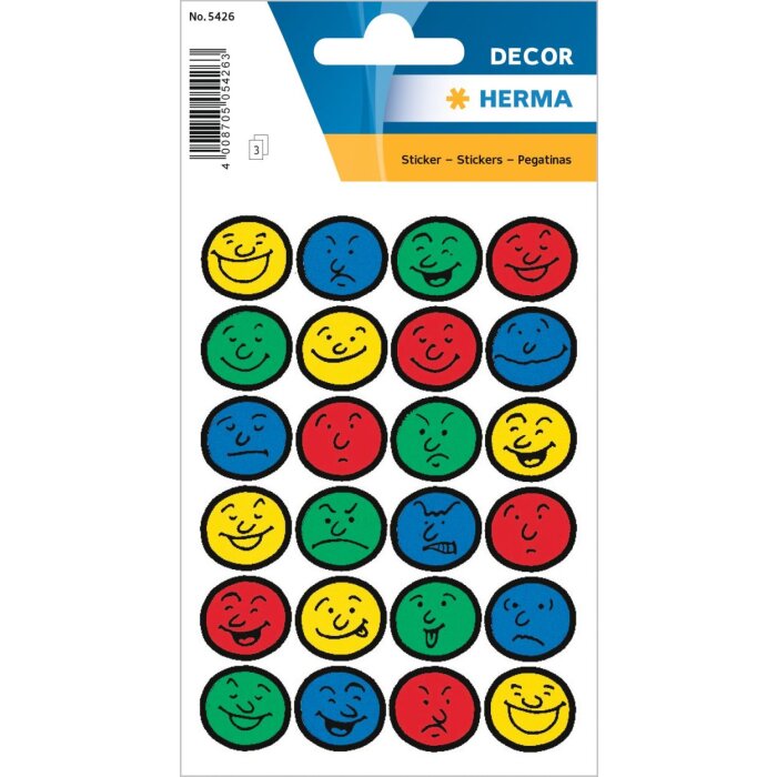 Autocollants visage HERMA multicolores de la série DECOR