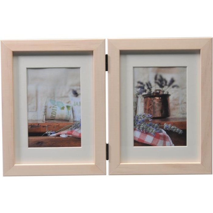 Cadre double Jardin 13x18 (9x13 cm) blanc
