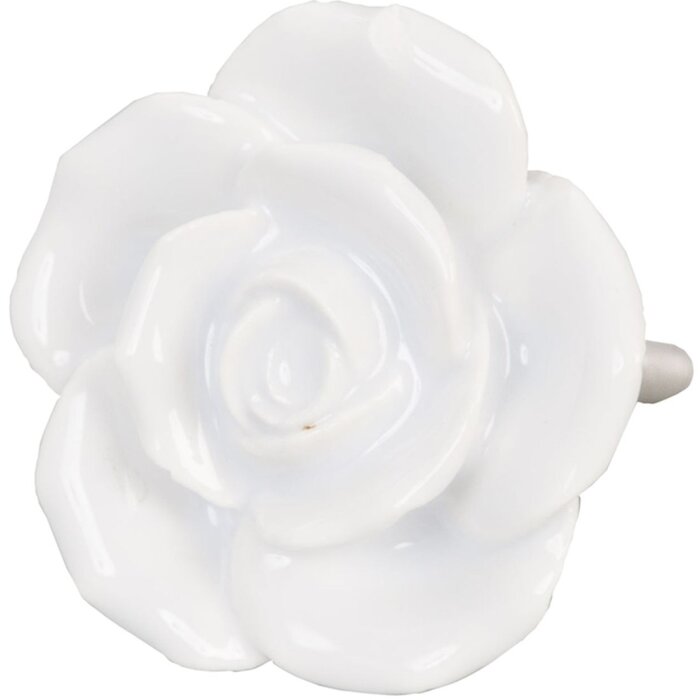 Clayre & Eef 61876 Bouton de porte Ø 4.5 cm Blanc Céramique
