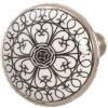 Clayre & Eef 61887 Bouton de porte Ø 3 cm Noir Blanc Céramique Rond