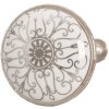 Clayre & Eef 61888 Bouton de porte Ø 3 cm Blanc Gris Céramique Rond