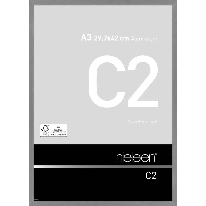 Cadre alu Nielsen C2 structuré gris mat 29,7x42 cm DIN A3 Cadre pour diplômes