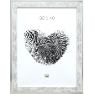 Cadre en bois Deknudt S43RE 13x18 cm blanc - bord argenté
