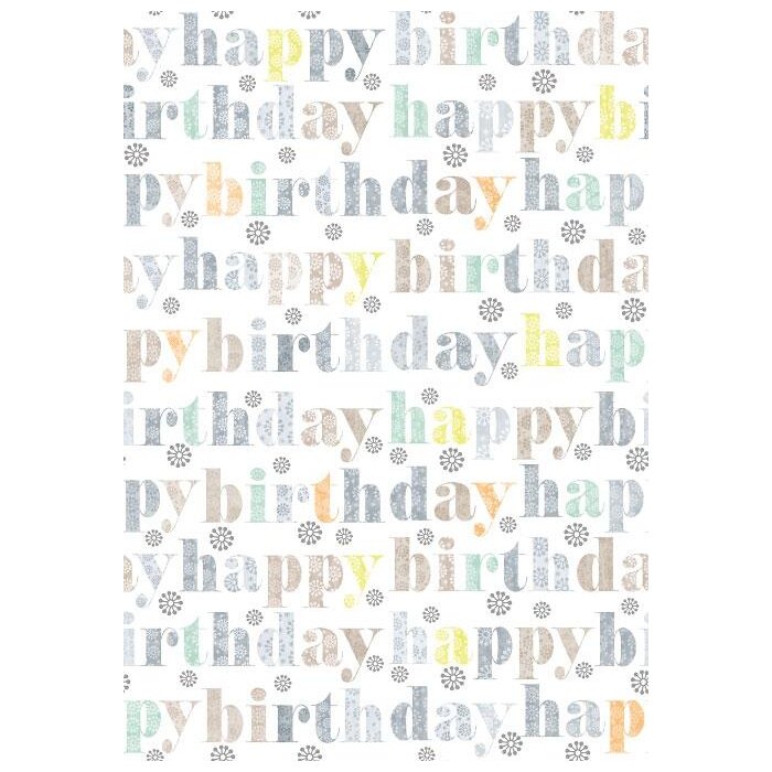 Papier 70x100 cm Happy Birthday taupe