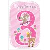 Artebene carte Happy Birthday Kids 3 ans rose