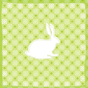 Serviettes en papier 33x33 cm lapin motif vert
