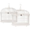 Set cage à oiseaux bois blanc 2 pièces